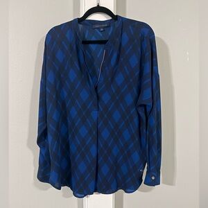 Tommy Hilfiger Plaid Split-Neck Popover Blouse